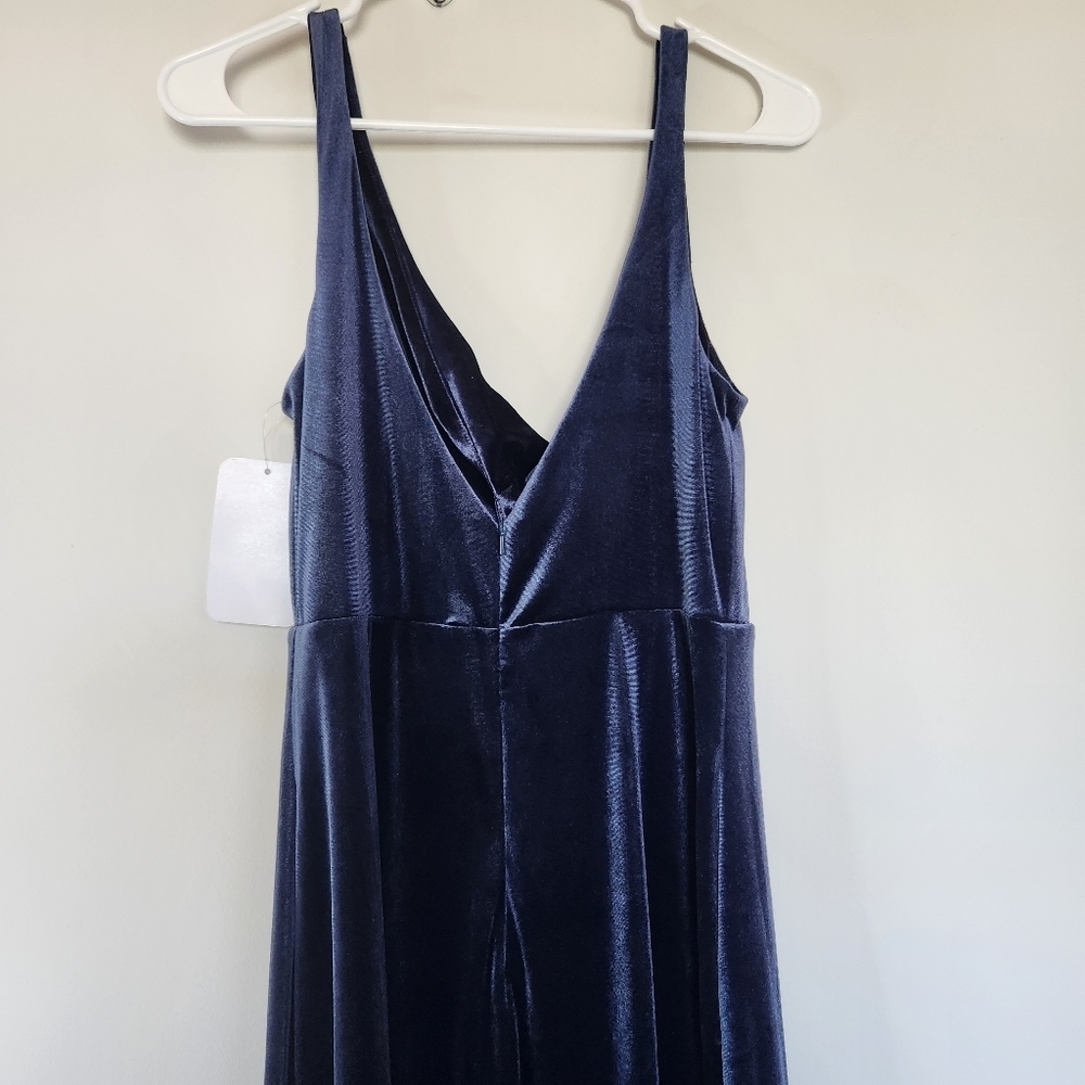 Lovely Navy Velvet front twist fl dress, NWT, Size 8 - Picture 5 of 11